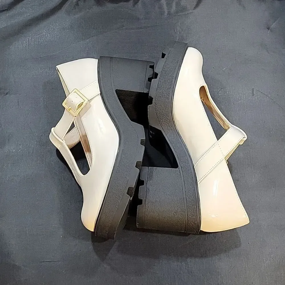 BRAND NEW CHASE+C WOMEN’S ROUND TOE T-STRAP BLOCK HEEL SHOE G1